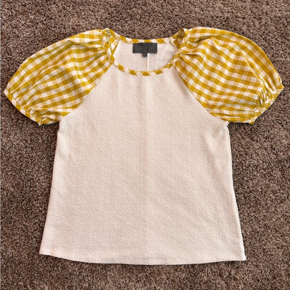 Anthropologie (Sunday in Brooklyn) Gingham Puff-Sleeve Top – Size Small - Picture 2 of 8